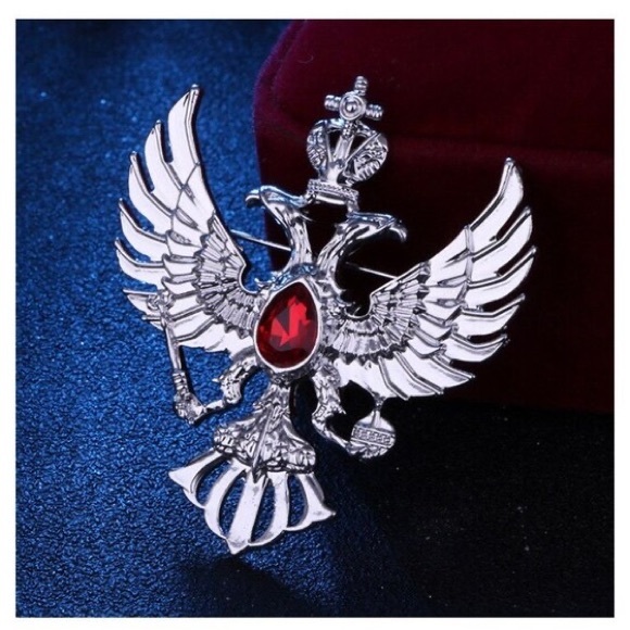 Crystal Eagle Brooches Crown Men's Suit Coat Badge Corsage Collar Pin - Picture 4 of 6